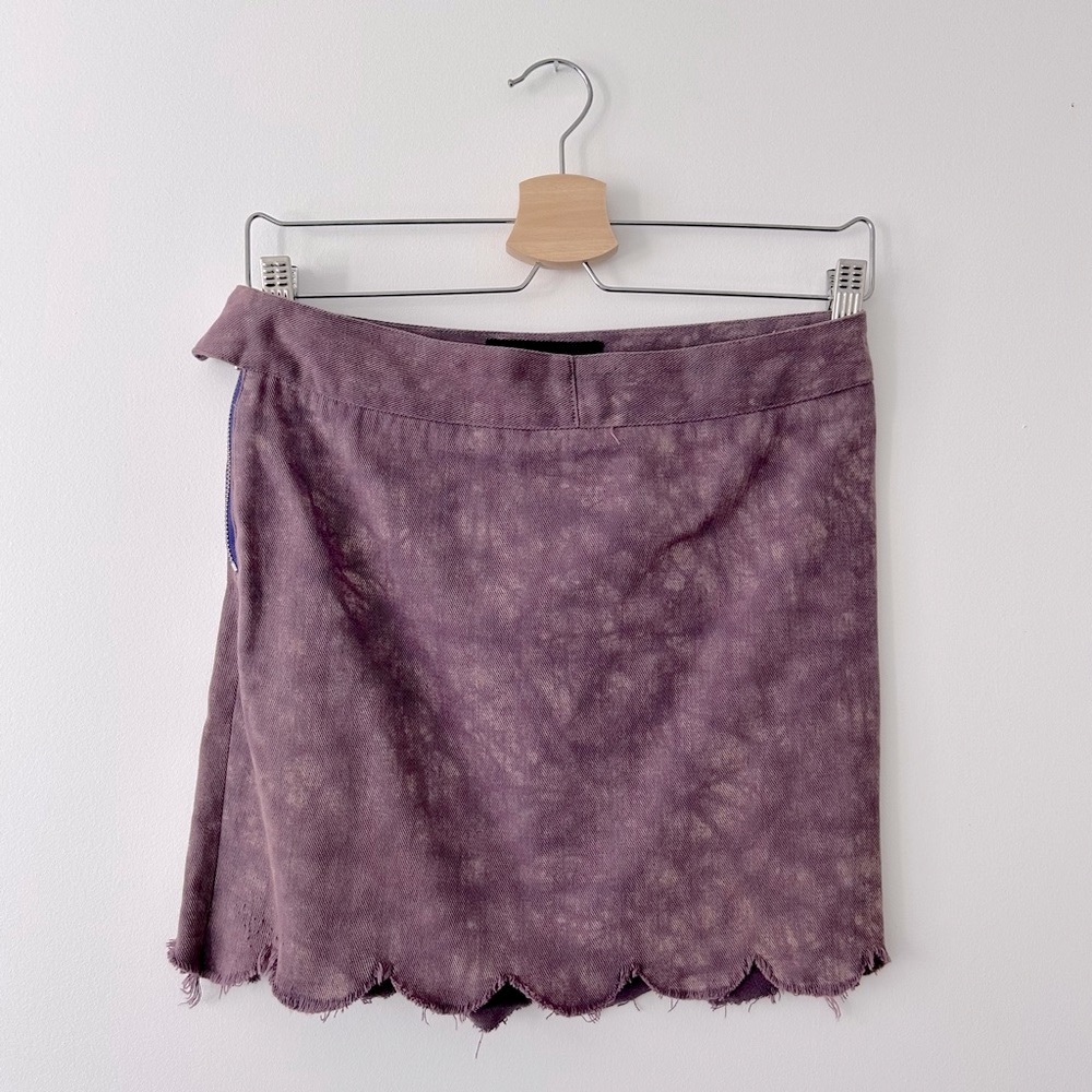 Lara Parker Scallop Hem Purple Tie Dye Mini Skirt Size XS